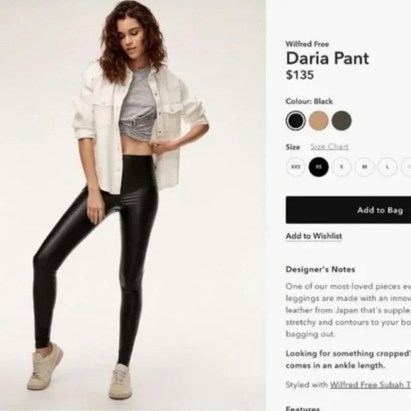 Aritzia Daria Faux Leather Leggings - Picture 1 of 6